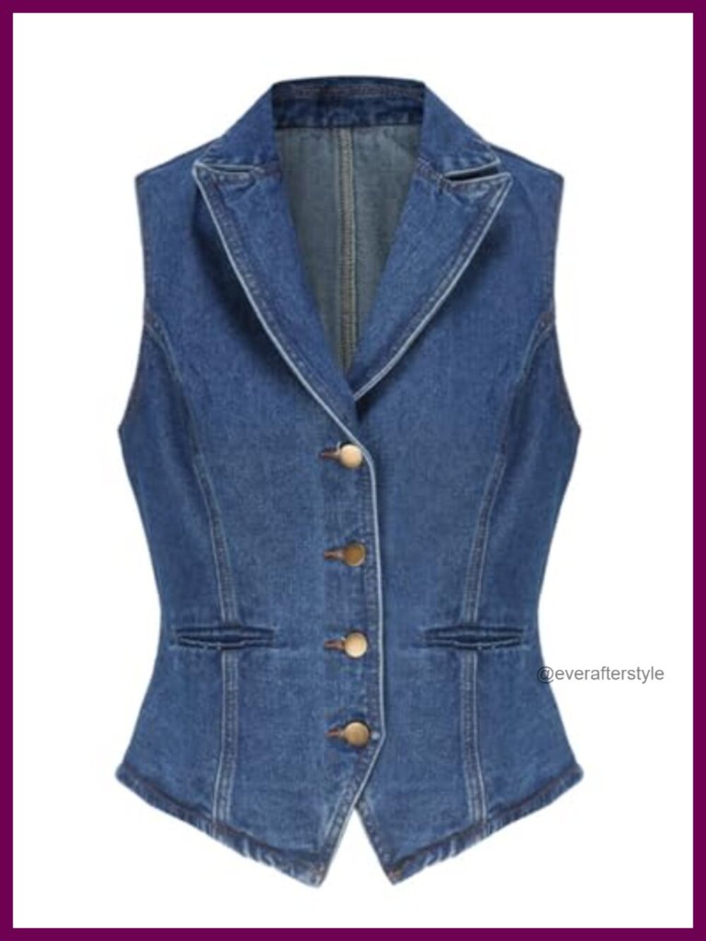 Womens Lapel Denim Vest Sleeveless Button Down Jean Waistcoat